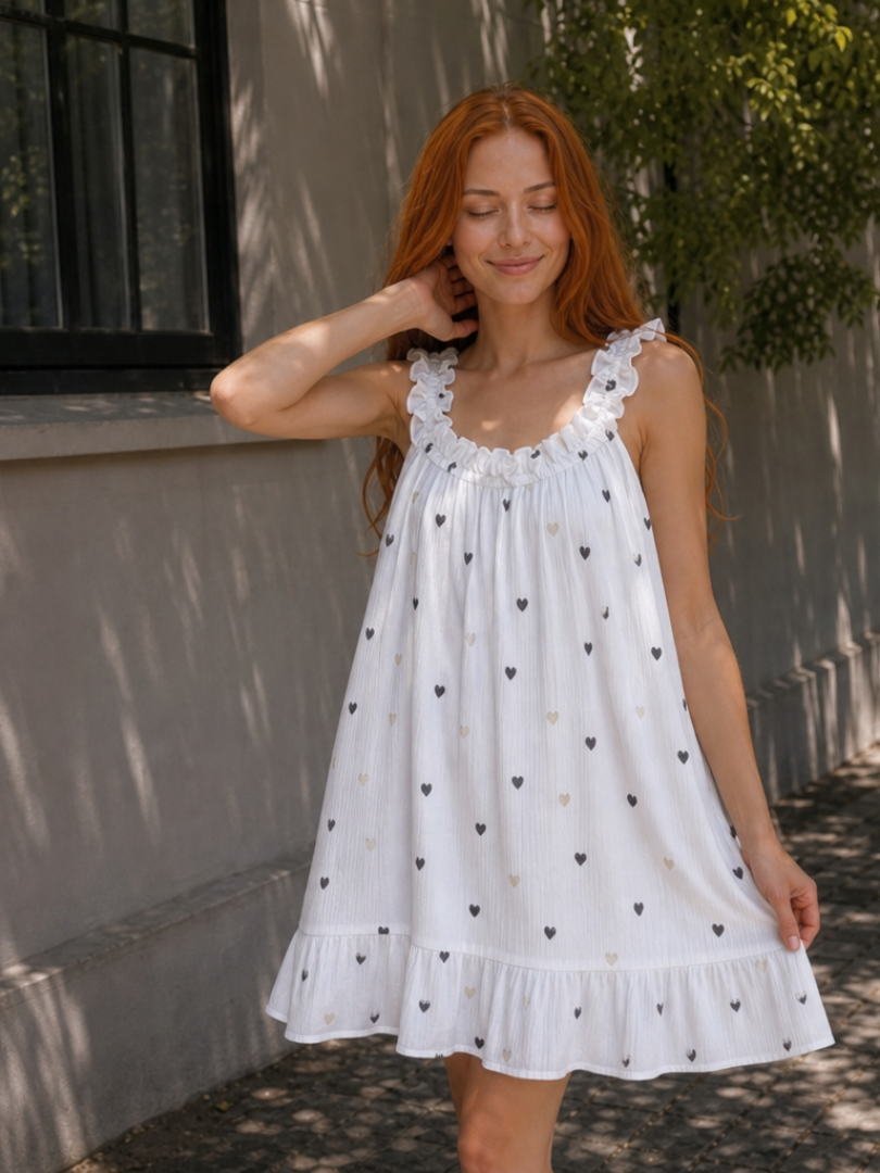 Aena | Ruffle Strap Gingham Pattern Knee Length Dress 6