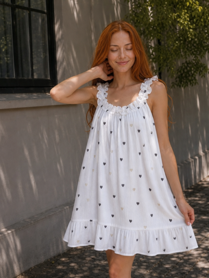 Aena | Ruffle Strap Gingham Pattern Knee Length Dress 6
