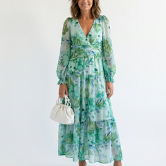 Althea | Long Sleeve Floral Maxi Dress 0