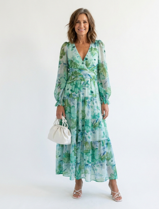Althea | Long Sleeve Floral Maxi Dress 0