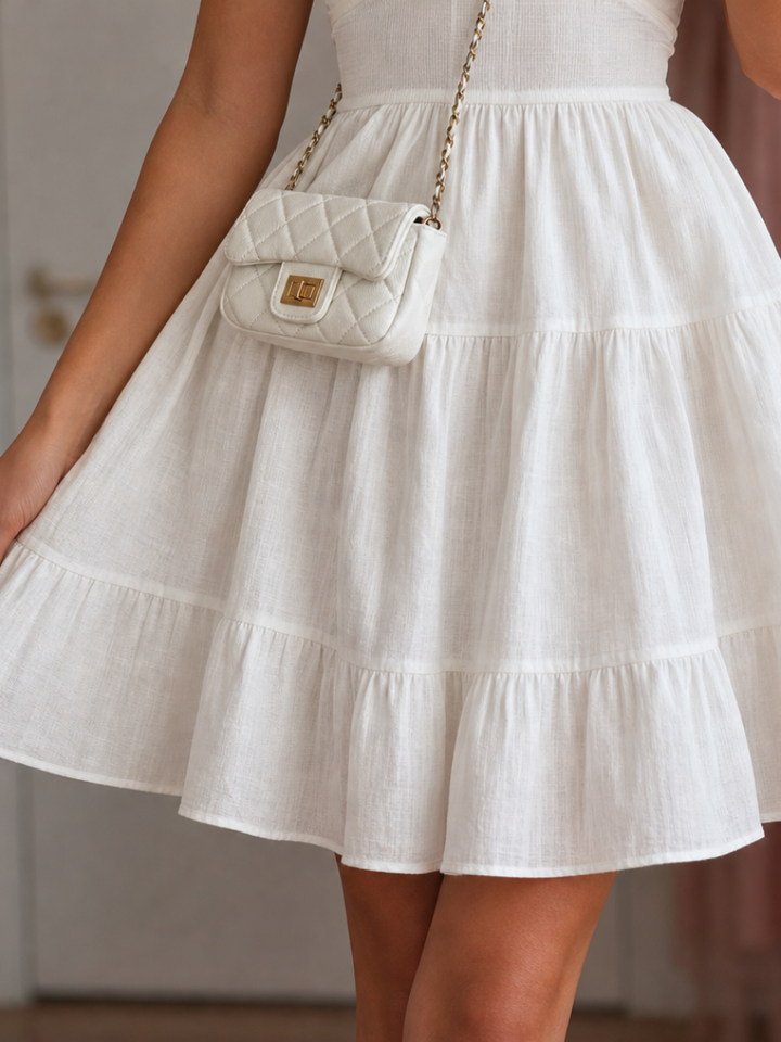 Amake | Spaghetti Strap Gathered Bodice Mini Dress 1