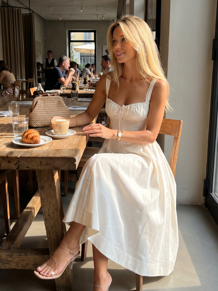 Amren | Sleeveless Structured Bodice Midi Dress 2