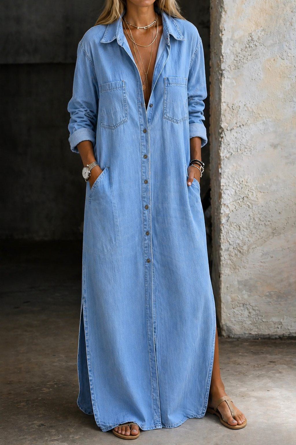 Andrea | Denim Button Down Dress 0