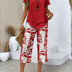 Arvessa™ | Casual Leaf Print Two-Piece Set 3