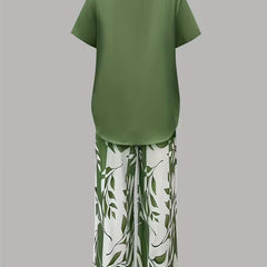 Arvessa™ | Casual Leaf Print Two-Piece Set 6