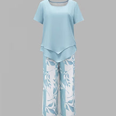 Arvessa™ | Casual Leaf Print Two-Piece Set 7