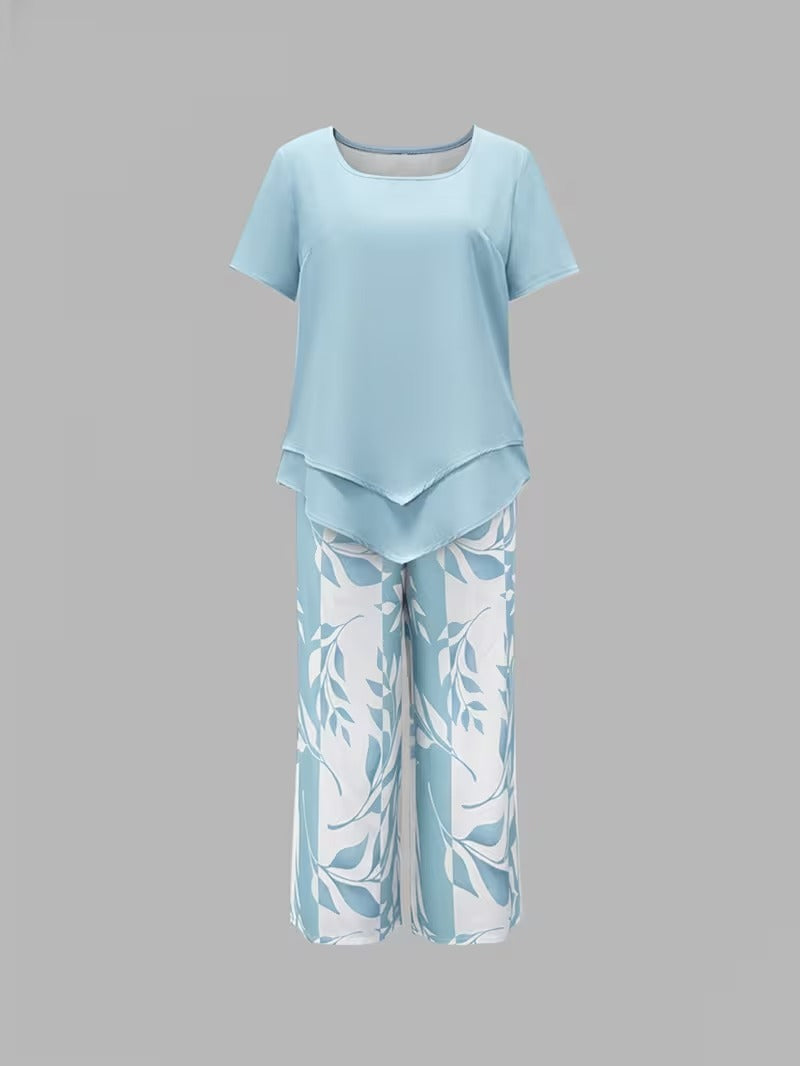 Arvessa™ | Casual Leaf Print Two-Piece Set 7