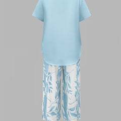 Arvessa™ | Casual Leaf Print Two-Piece Set 8