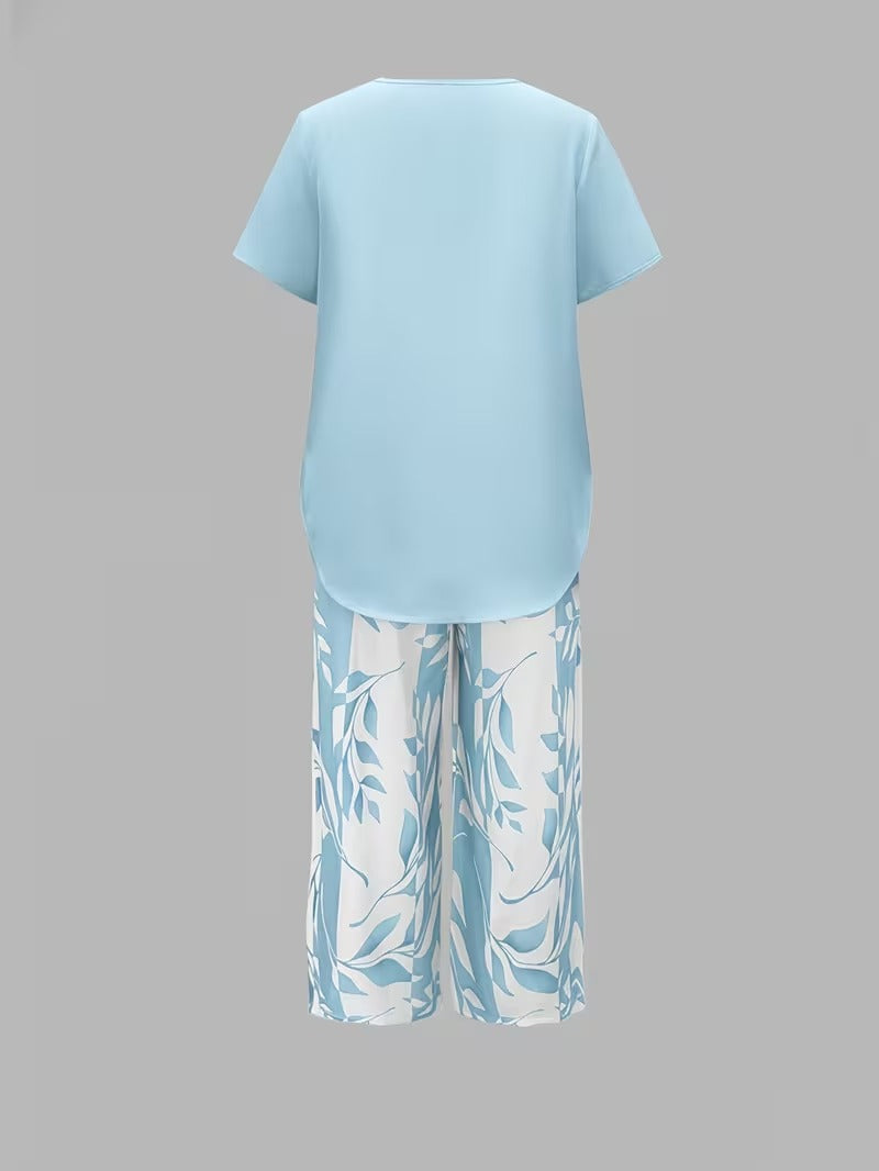 Arvessa™ | Casual Leaf Print Two-Piece Set 8
