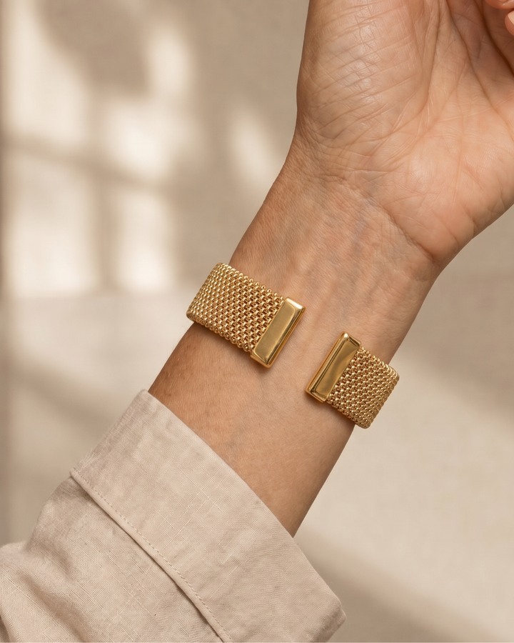 Aumen | Woven Mesh Open Cuff Bracelet 2