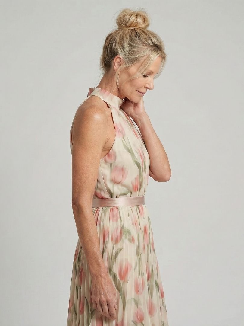 Aurelle | Halter Neck Floral Midi Dress 1