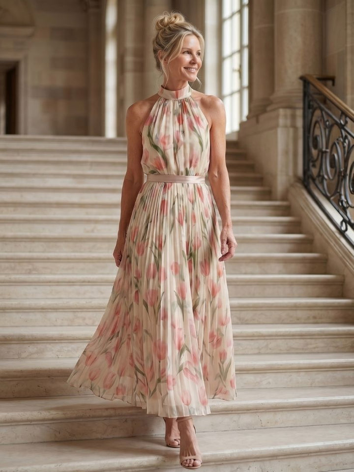 Aurelle | Halter Neck Floral Midi Dress 6