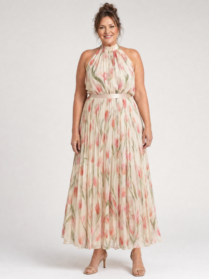 Aurelle | Halter Neck Floral Midi Dress 7