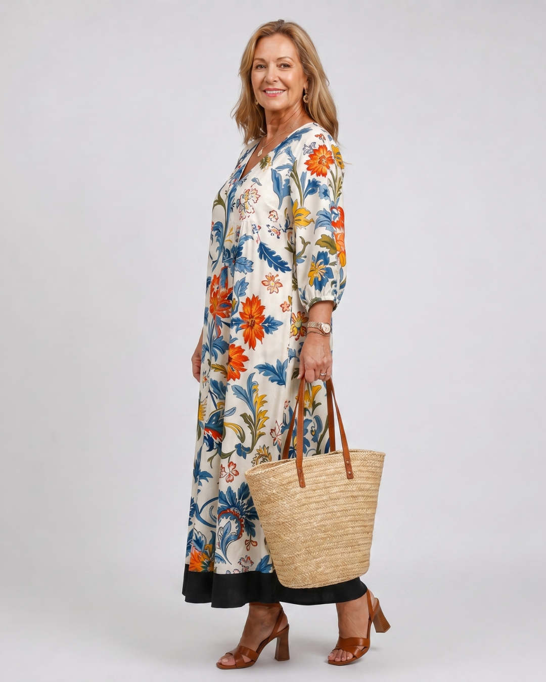 Avenelle | Botanical Scroll Print Everyday Pocket Midi Dress 2