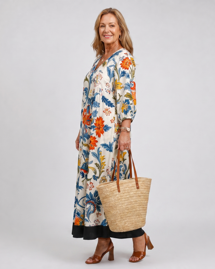 Avenelle | Botanical Scroll Print Everyday Pocket Midi Dress 2