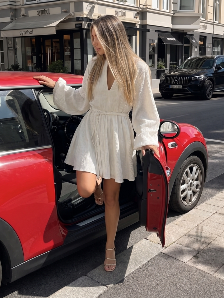 Azula | Long Sleeve V Neck Flared Skirt Mini Dress 2