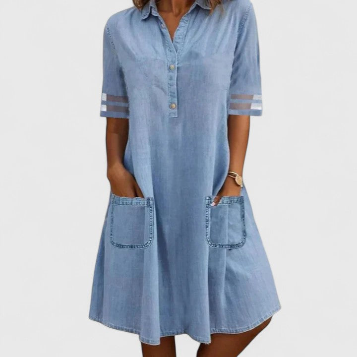 Brittany | Flattering Silhouette Denim Dress 0