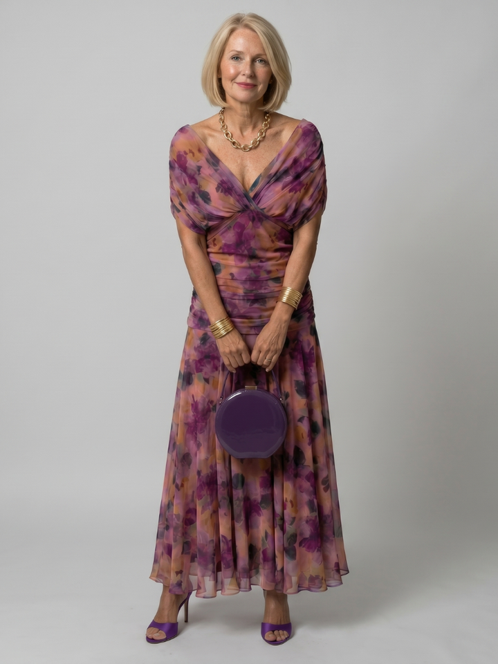 Calen | Off Shoulder Flow Midi Dress 0