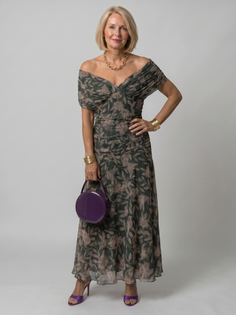 Calen | Off Shoulder Flow Midi Dress 4