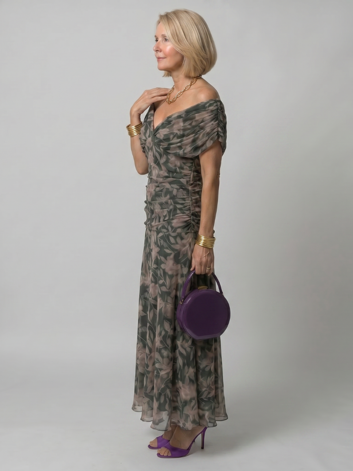 Calen | Off Shoulder Flow Midi Dress 5
