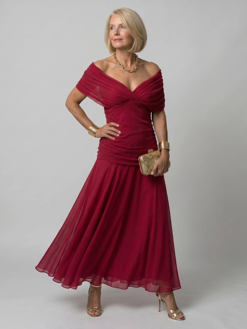 Calen | Off Shoulder Flow Midi Dress 7