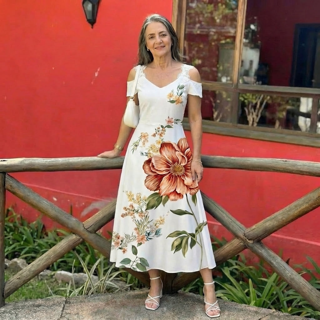Camila | Floral Off-Shoulder A-Line Midi Dress 5
