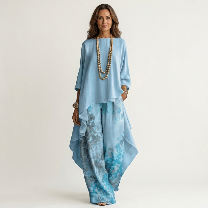 Cariola | Cotton-Silk Two-Piece Set with Asymmetric Tunic 0