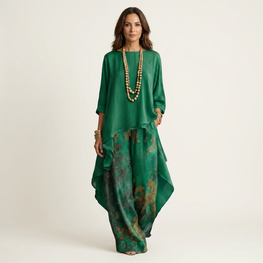 Cariola | Cotton-Silk Two-Piece Set with Asymmetric Tunic 1