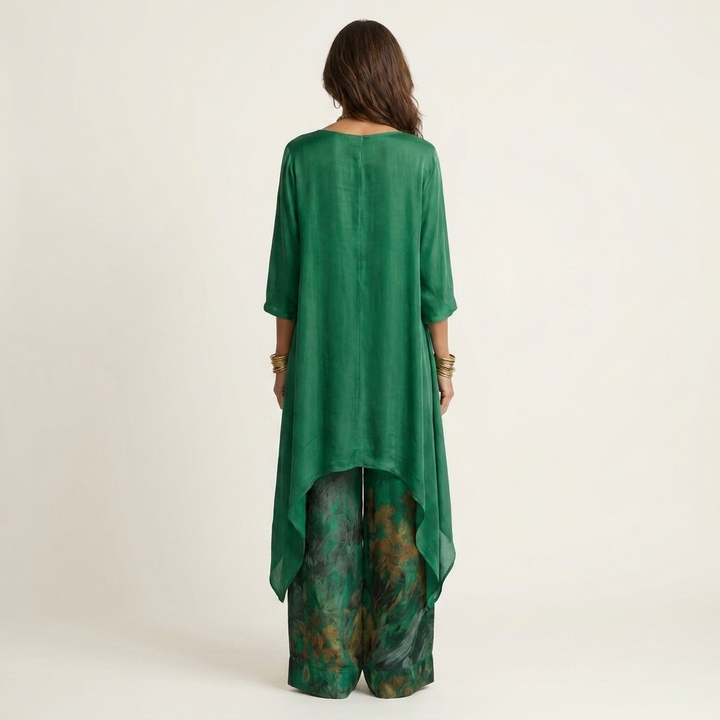 Cariola | Cotton-Silk Two-Piece Set with Asymmetric Tunic 2