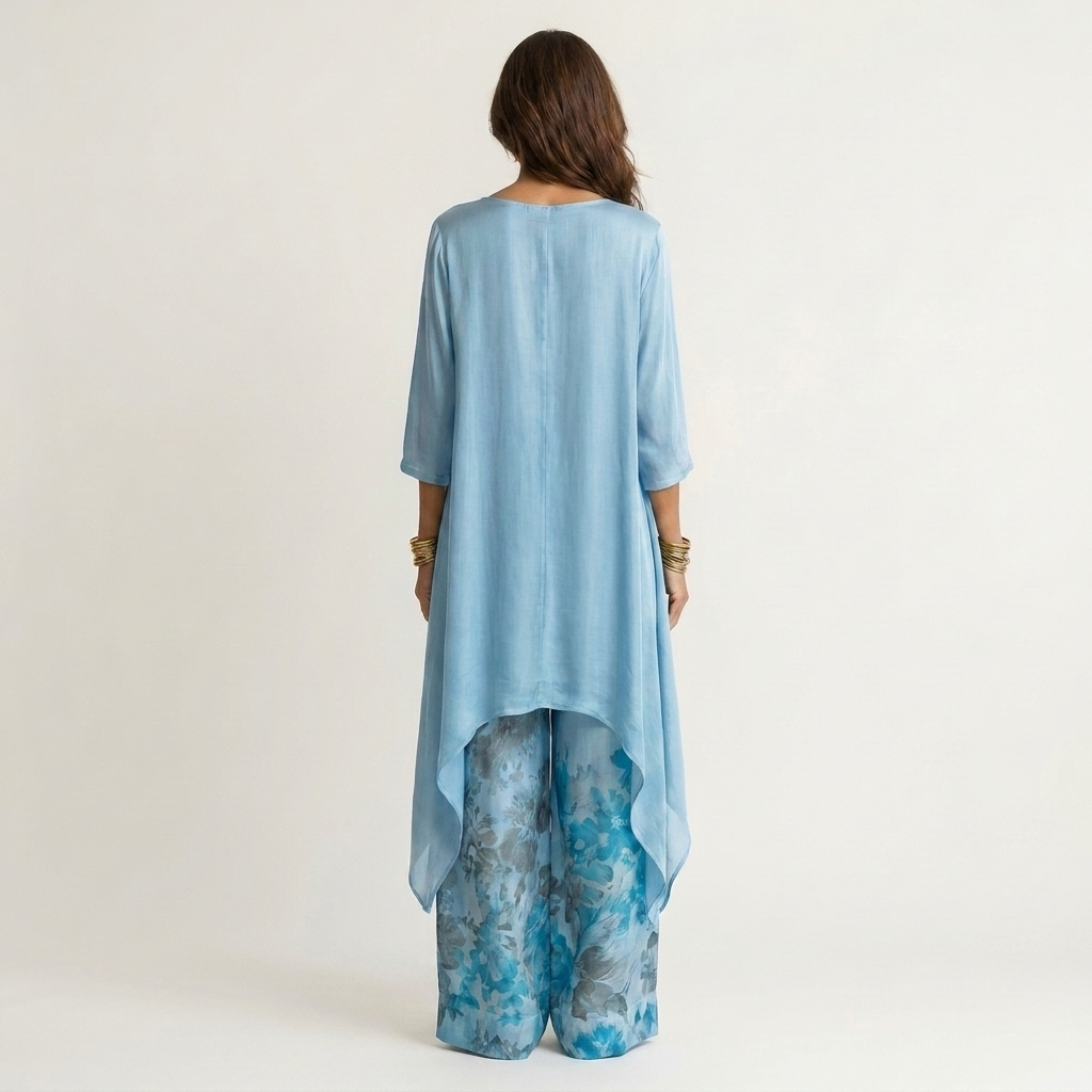 Cariola | Cotton-Silk Two-Piece Set with Asymmetric Tunic 3