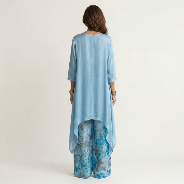 Cariola | Cotton-Silk Two-Piece Set with Asymmetric Tunic 3