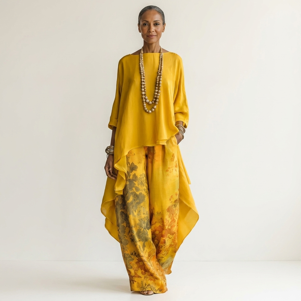 Cariola | Cotton-Silk Two-Piece Set with Asymmetric Tunic 4