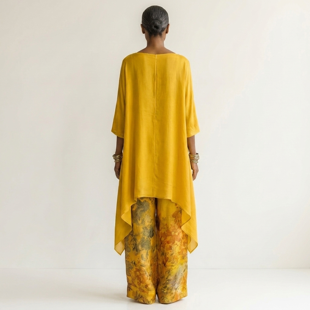Cariola | Cotton-Silk Two-Piece Set with Asymmetric Tunic 5