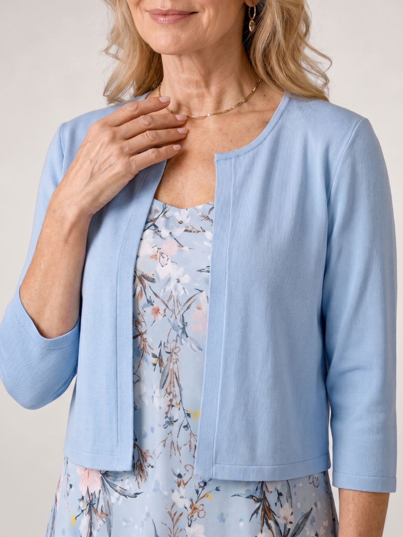 Celeste | Floral Print Sleeveless Cropped Jacket Midi Dress 2