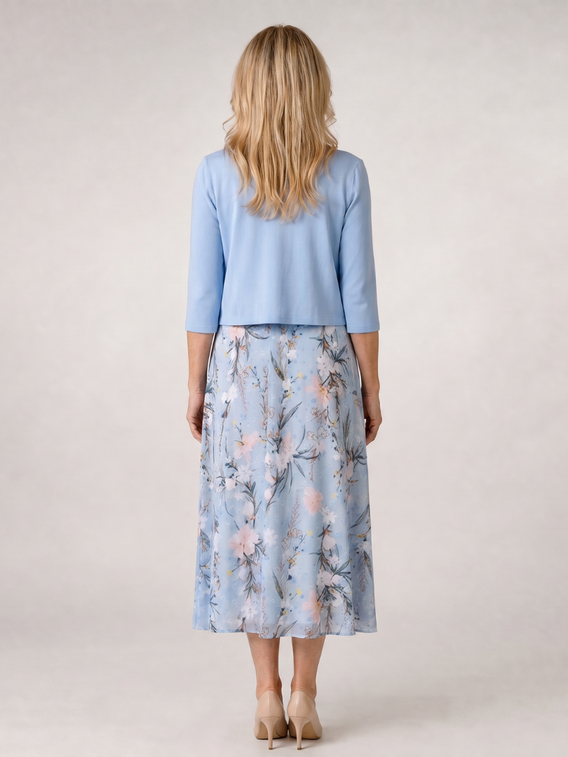 Celeste | Floral Print Sleeveless Cropped Jacket Midi Dress 3