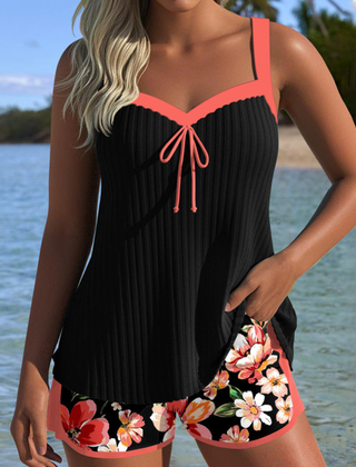 Chloe | V-Neck Printed Tankini 0