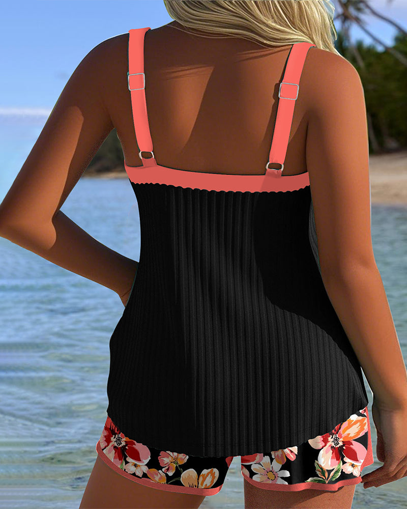 Chloe | V-Neck Printed Tankini 2