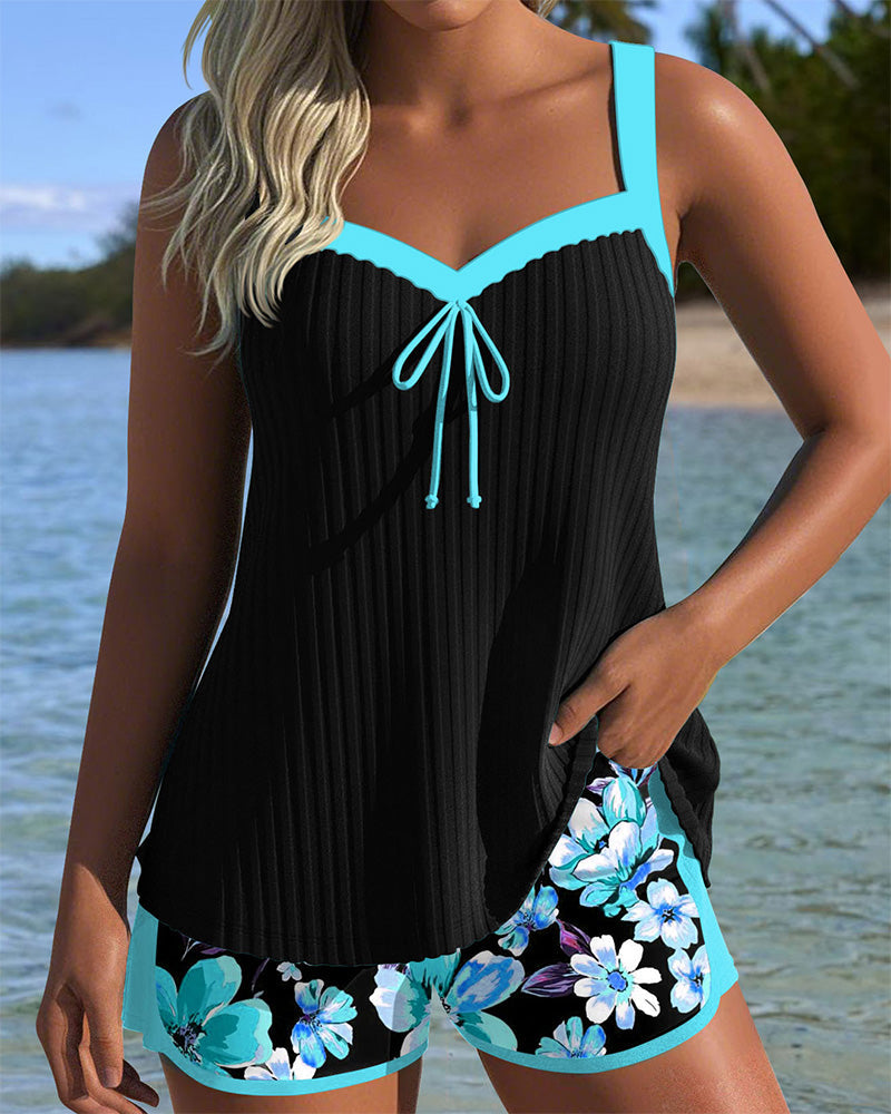 Chloe | V-Neck Printed Tankini 5