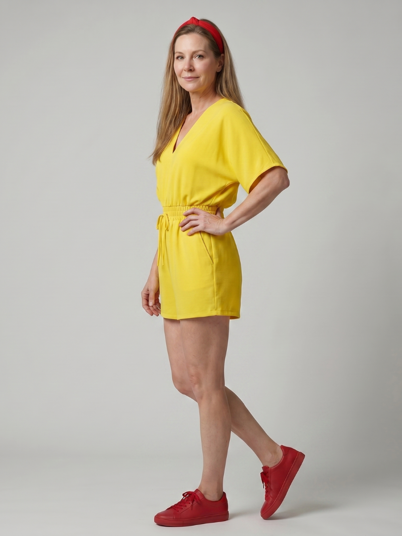 Cliona | V Neck Cold Shoulder Short Sleeve Romper 1