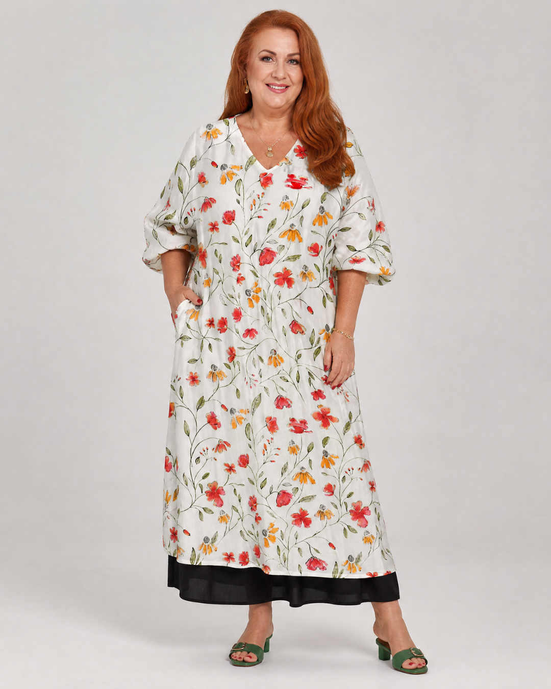 Colesum | Wildflower Print Everyday Swing Midi Dress 0