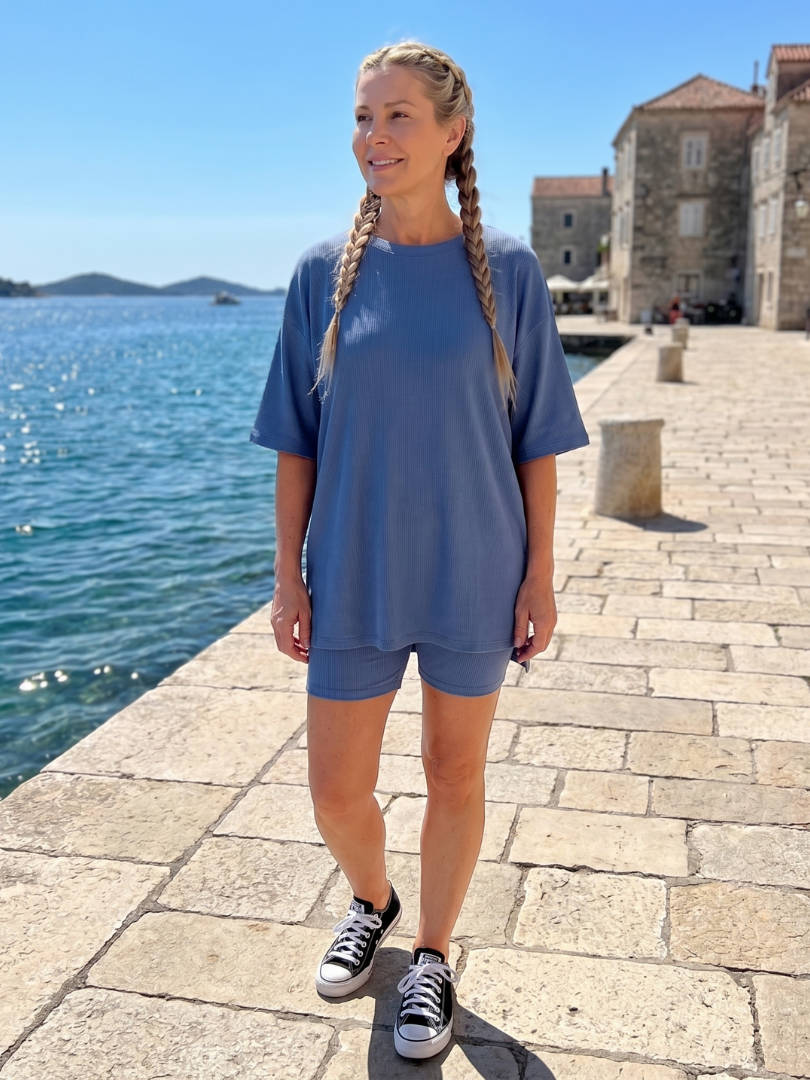 Colette | Short Sleeve Crew Neck Top And Biker Shorts Set 8