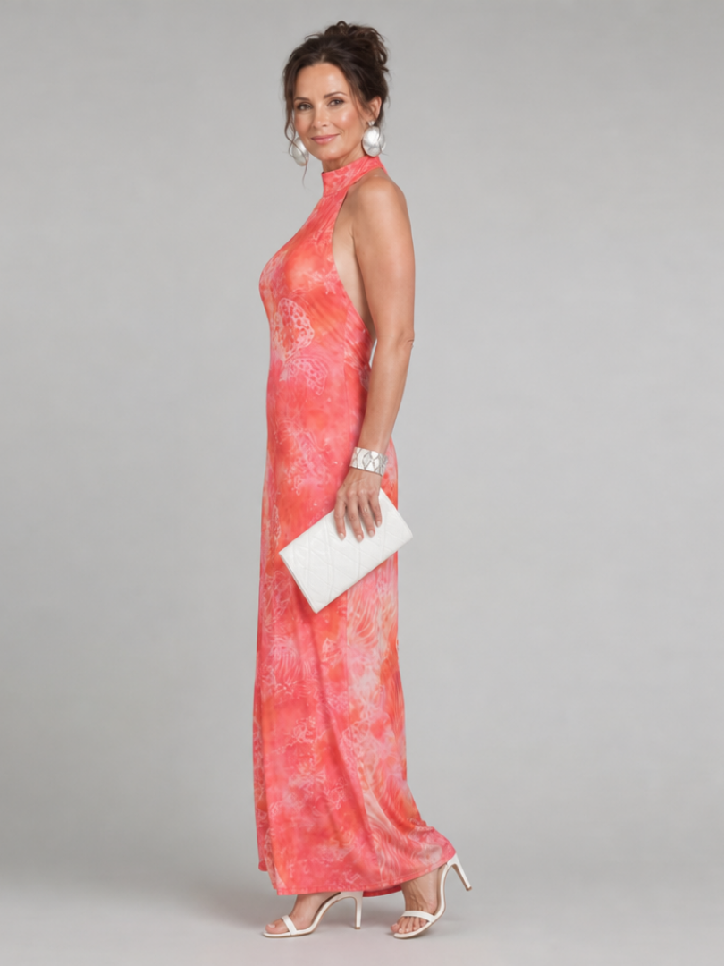 Coraline | Halter Neck Printed Pattern Maxi Dress 1