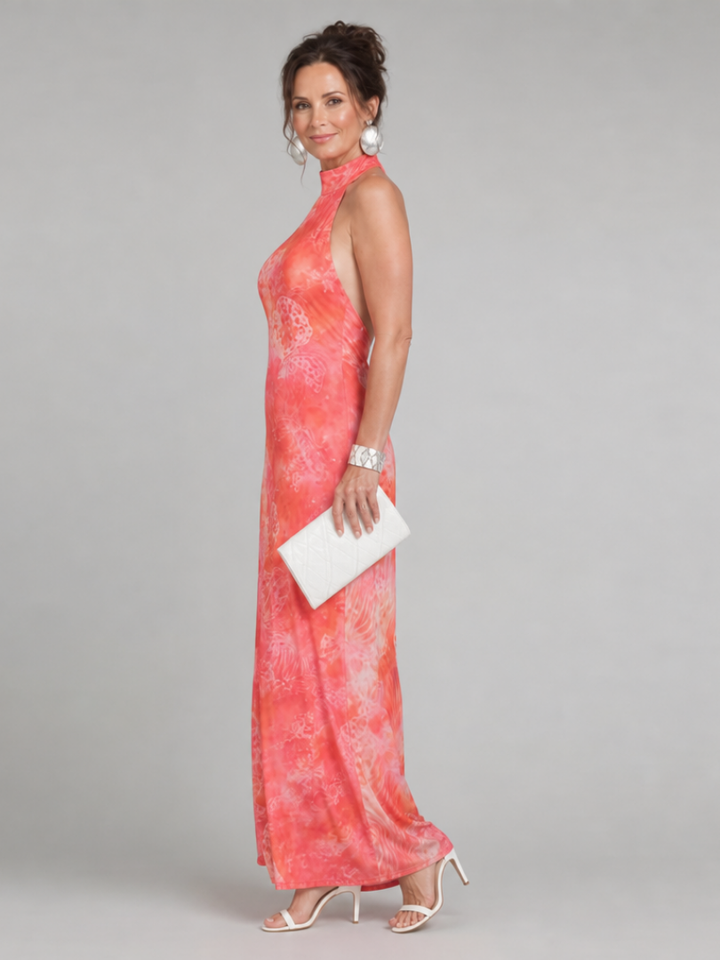 Coraline | Halter Neck Printed Pattern Maxi Dress 1