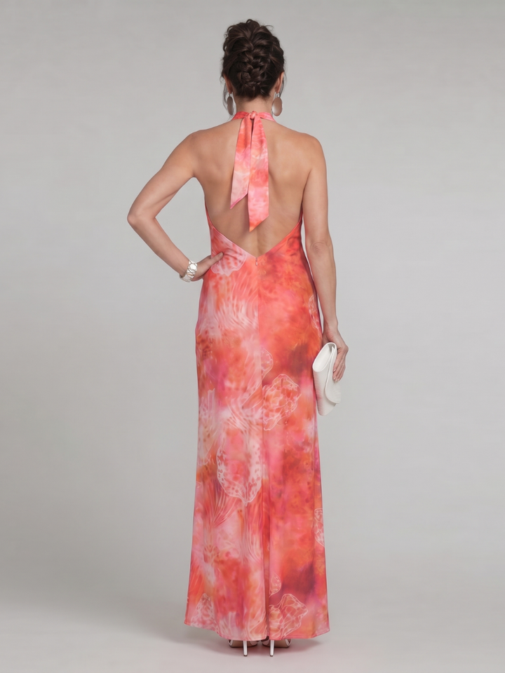 Coraline | Halter Neck Printed Pattern Maxi Dress 3