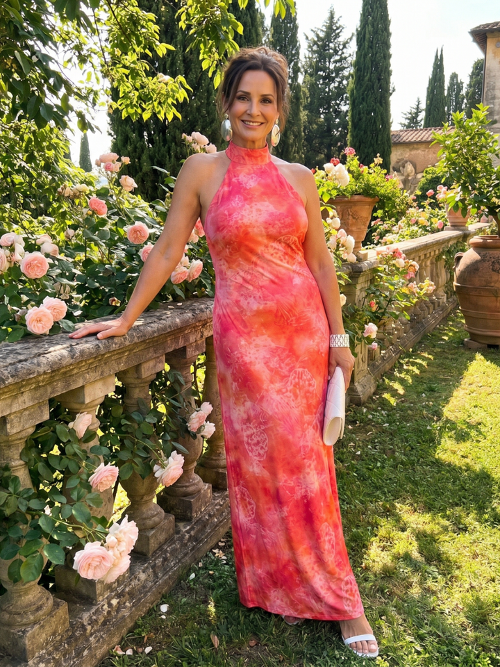 Coraline | Halter Neck Printed Pattern Maxi Dress 4