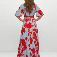 Corinne | V Neck Short Sleeve Floral Maxi Dress 1