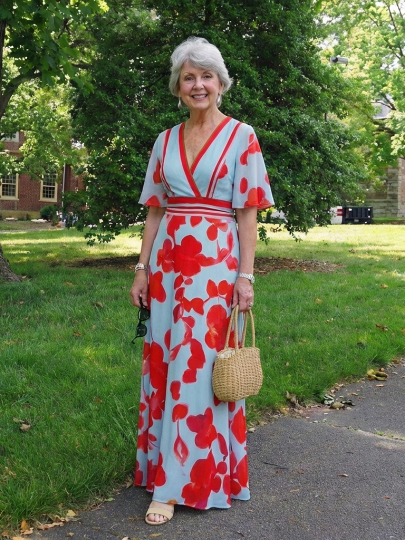 Corinne | V Neck Short Sleeve Floral Maxi Dress 5