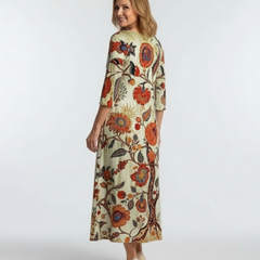 Corisande | V Neck Long Sleeve Floral Midi Dress 2