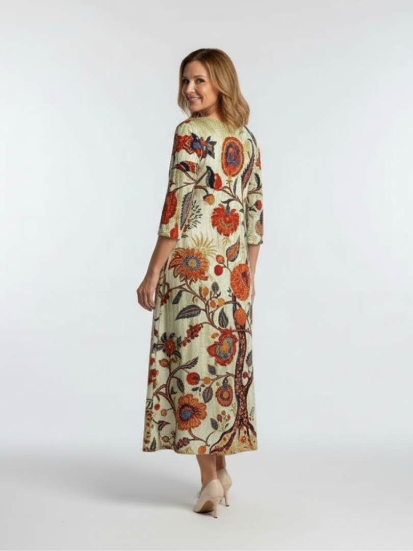 Corisande | V Neck Long Sleeve Floral Midi Dress 2