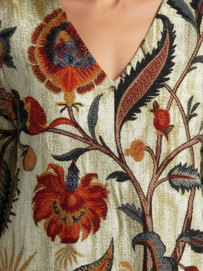 Corisande | V Neck Long Sleeve Floral Midi Dress 3